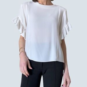 Chic White Ruffle Sleeve Blouse